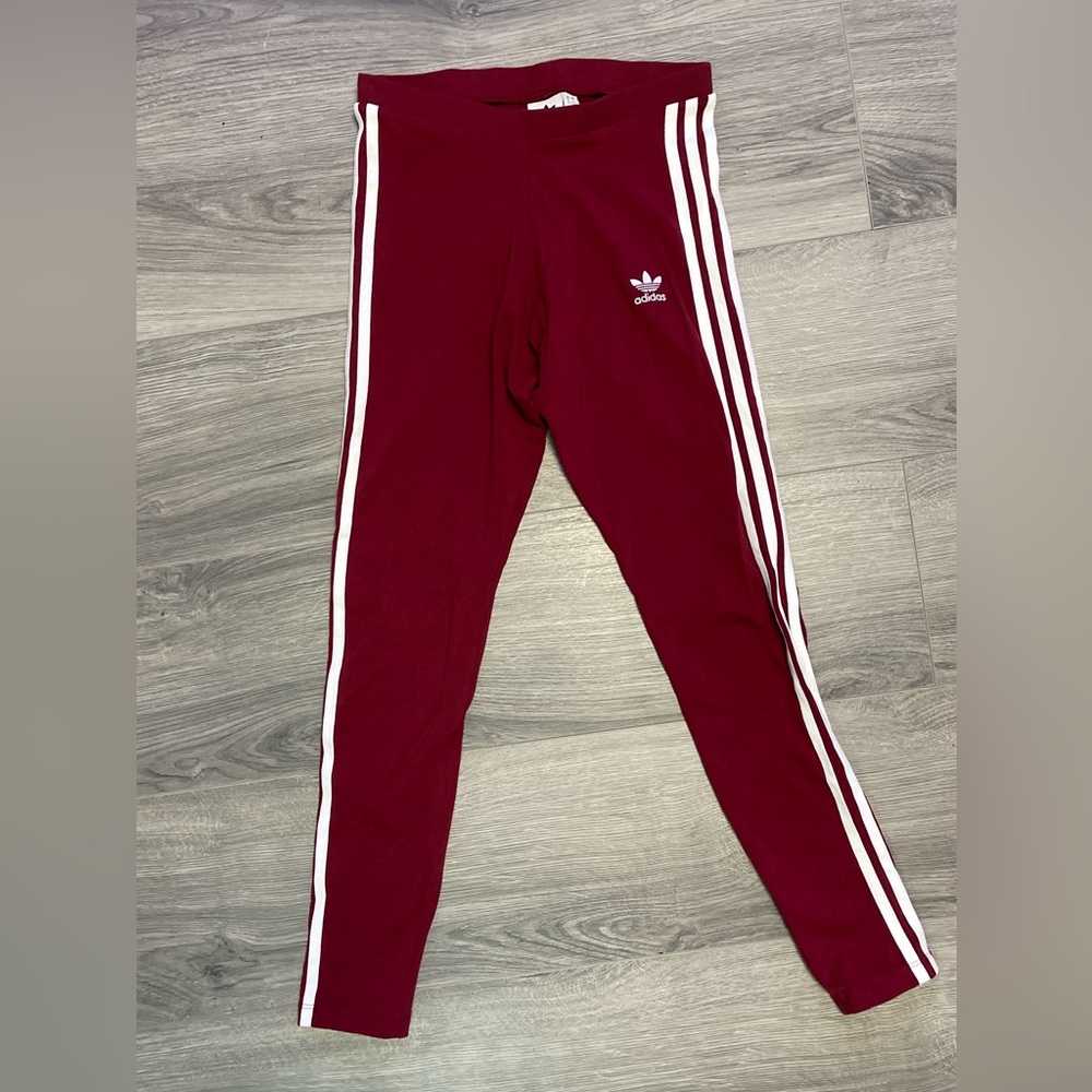 Adidas Burgundy Leggings - Picture 1 of 4